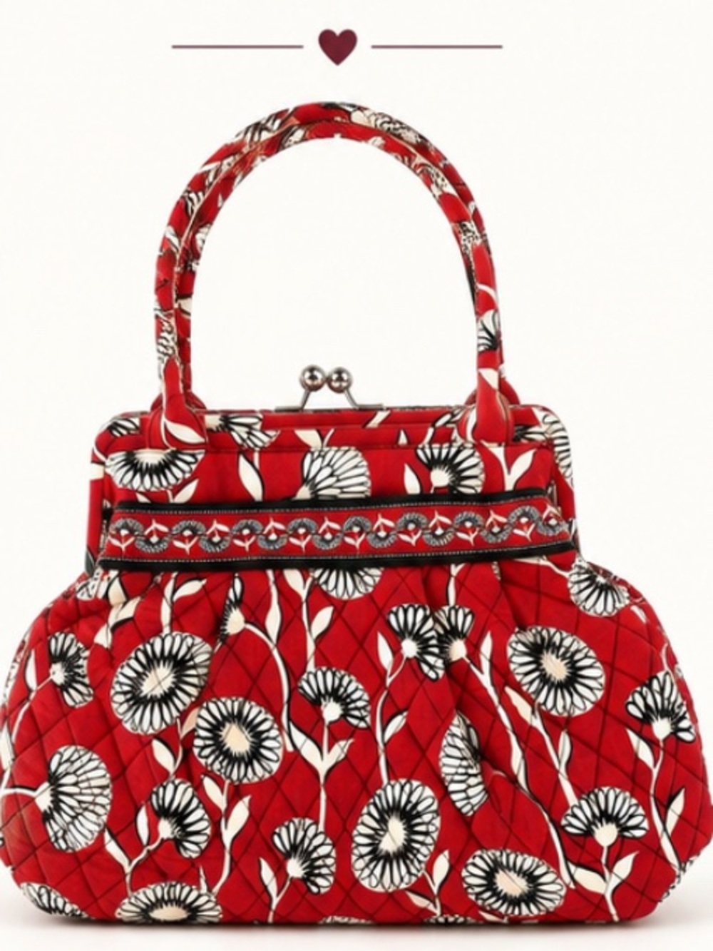 Vera Bradley shoulder bag in Deco Daisy with kiss snap closure